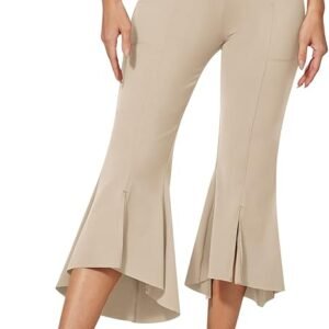 Beige Capri Yoga Pant With Pockets
