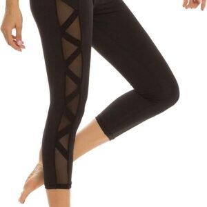Black Crisscross Mesh Panel Leggings