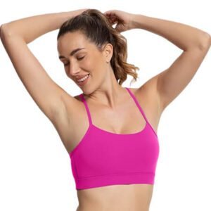 Pink Crisscross Back Sports Bra